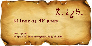 Klinszky Ágnes névjegykártya